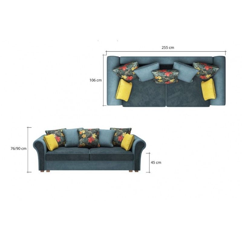 Canapea Extensibila Cu Lada De Depozitare 3 Locuri Gusto